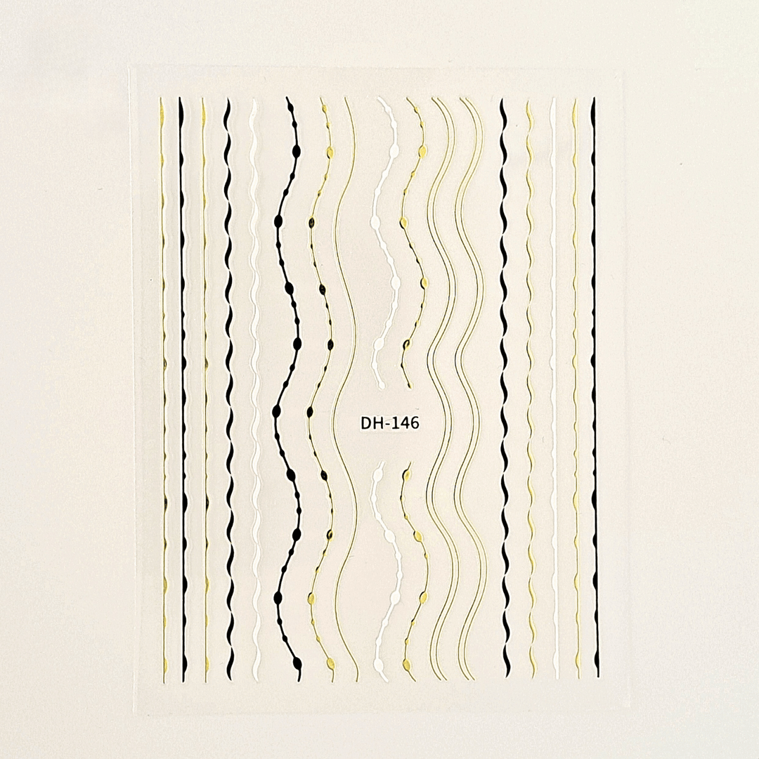 Belle Beauty Black, Gold and White Nail Art Stickers