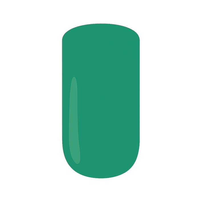 Green gel polish swatch on a white background