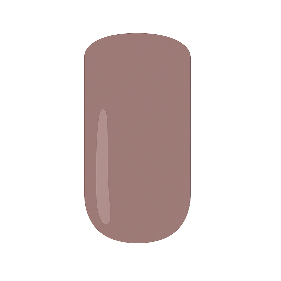 Mocha coloured gel nail polish on a white background
