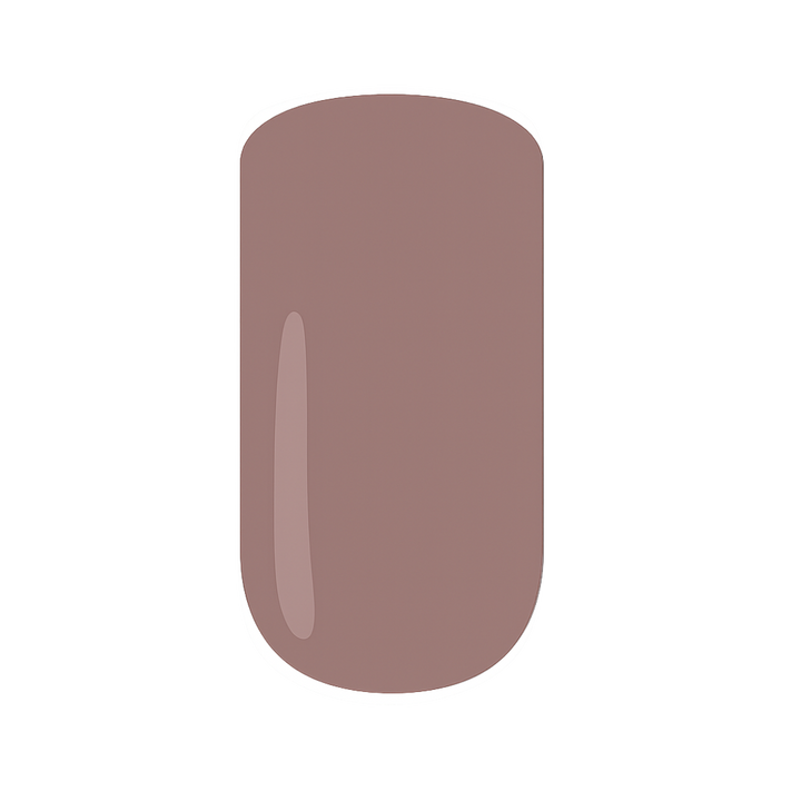 Mocha coloured gel nail polish on a white background