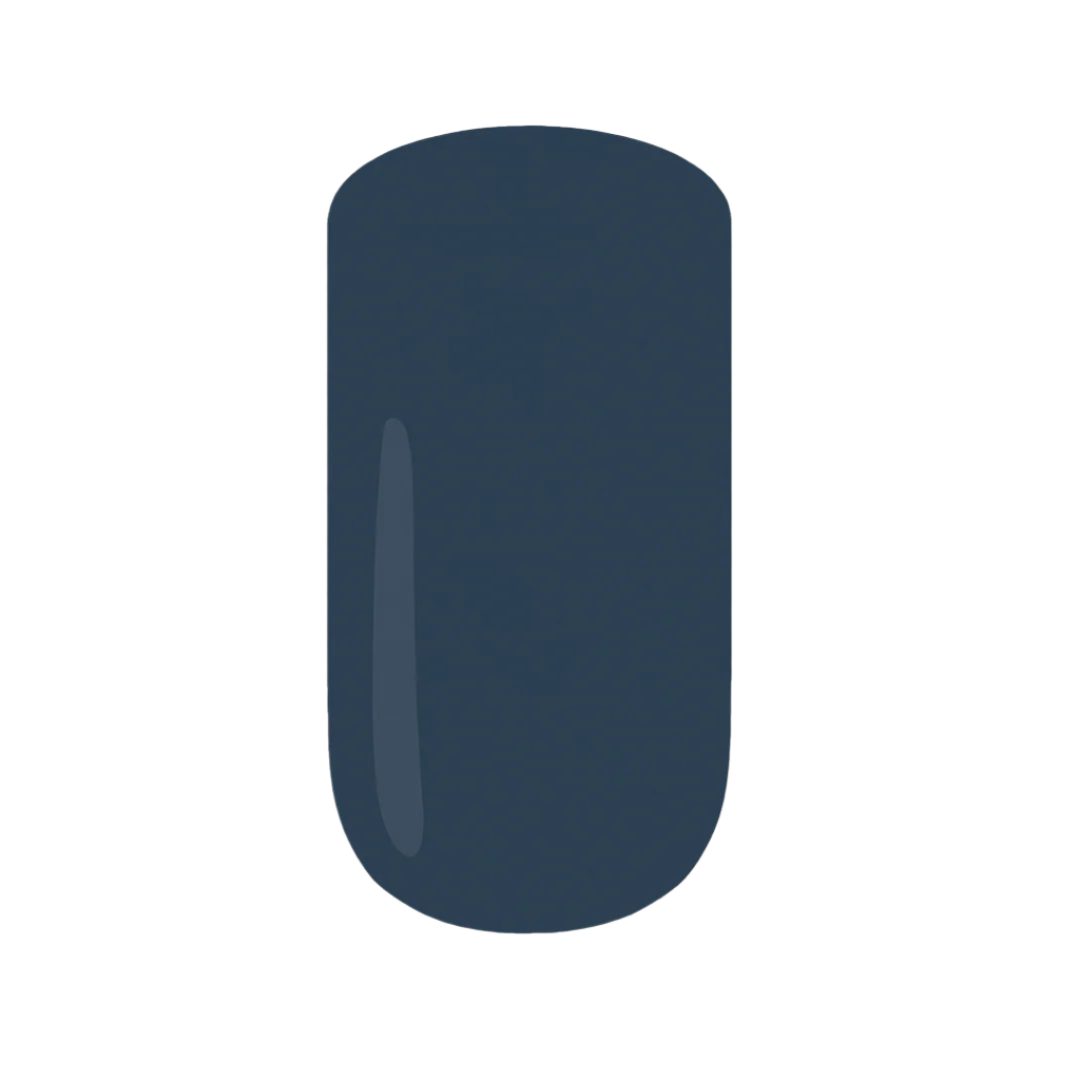 Navy blue gel nail polish swatch on a white background